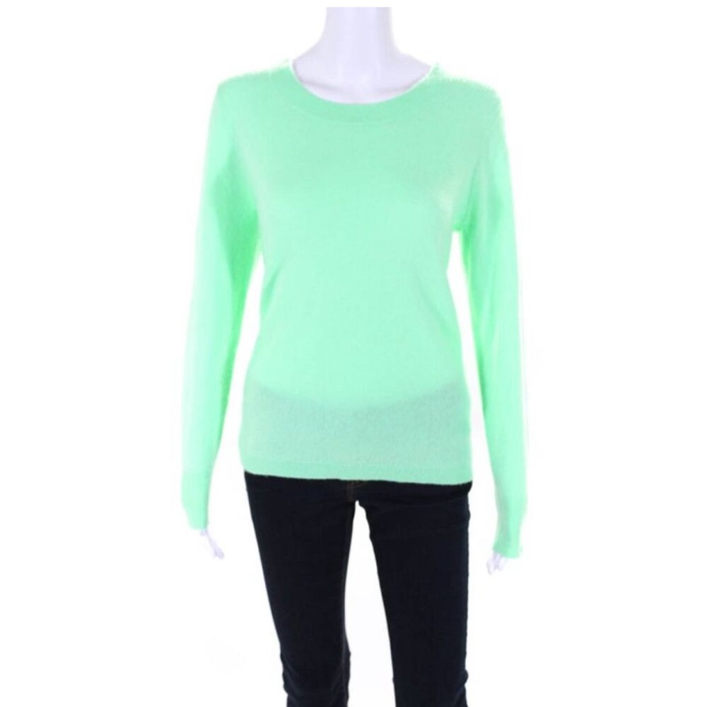 J Crew Womens Cashmere Crew Neck Pullover Mint Green Long Sleeve Sweater Size M